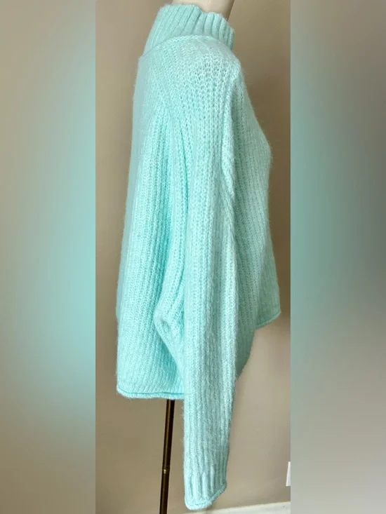 NWT Pilcro by Anthropologie Mock Neck Aqua Pullover - Picture 5 of 10